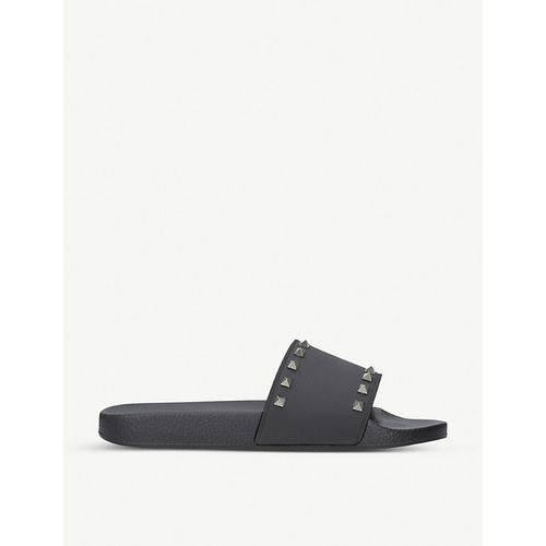Mens Black Rockstud Rubber Pool Slider Sandals