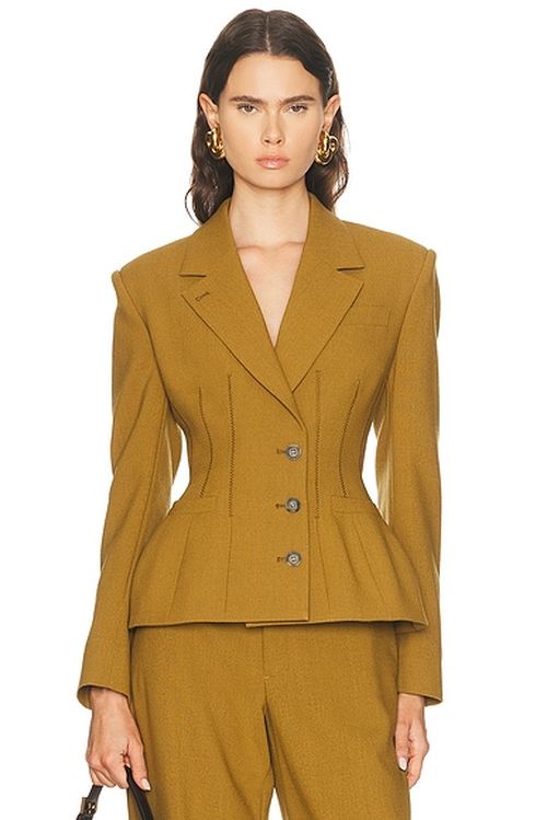 Jean Paul Gaultier Tailoring Wool Basque Jacket in Olive Green - Olive. 40 also in