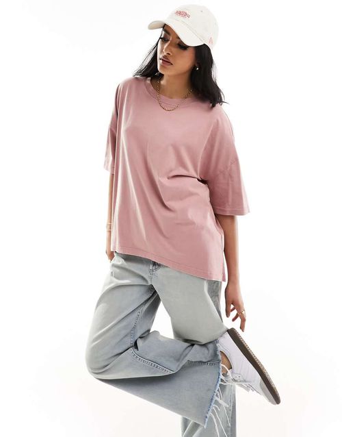 ASOS DESIGN high-low oversized tee in pink