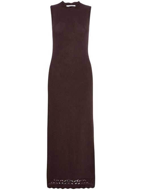 Sleeveless knitted maxi dress - Brown