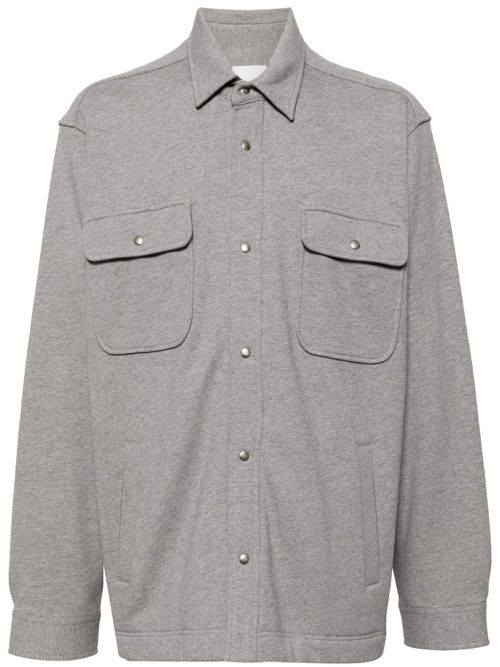 Logo-embroidered cotton-jersey shirt - Grey