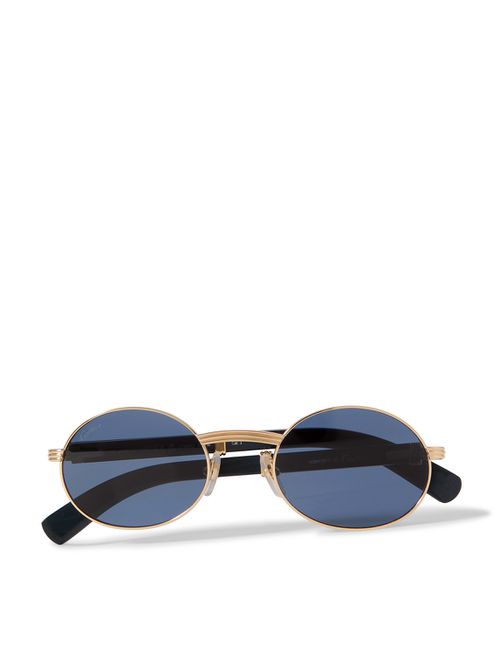 Première Round-Frame Gold-Tone and Wood Sunglasses