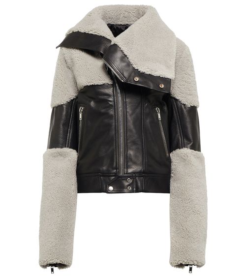 Shearling-trimmed leather jacket