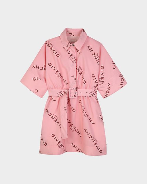 Girl & apos;s Logo-Print Belted Cotton Shirtdress