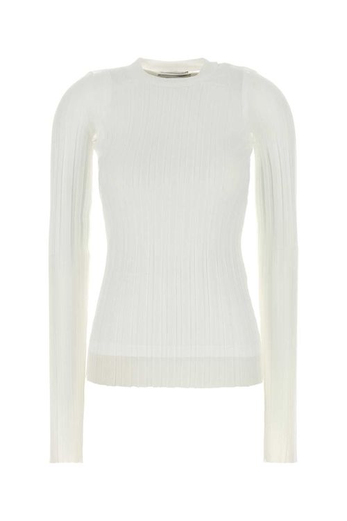Ribbed Nylon Blend Sweater — White