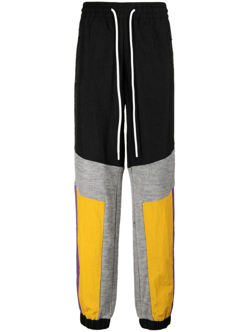 Colour-block panelled track pants - Black