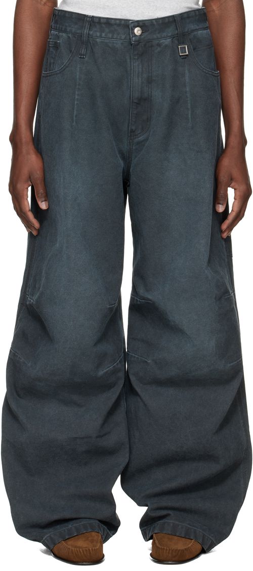 Gray 3D Wide Dyed Trousers