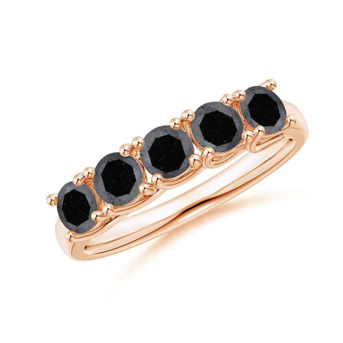 Angara 1.65 Carats Half Eternity Five Stone Enhanced Black Diamond Wedding Ring in 14K Rose Gold