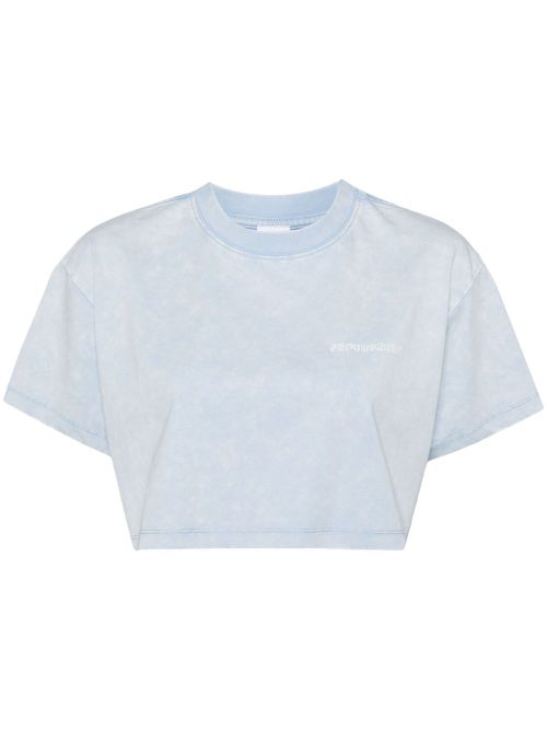 Logo-print cropped T-shirt - Blue
