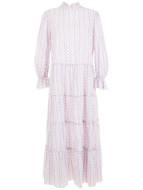 Flocos longsleeved smocked dress - Neutrals
