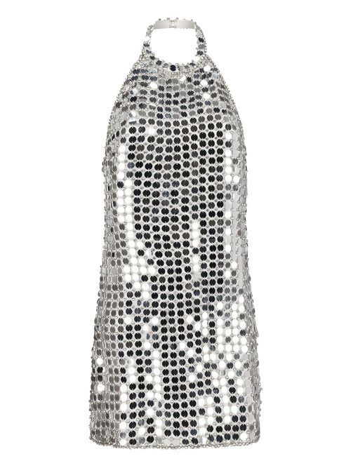 Sequinned halterneck dress - Silver