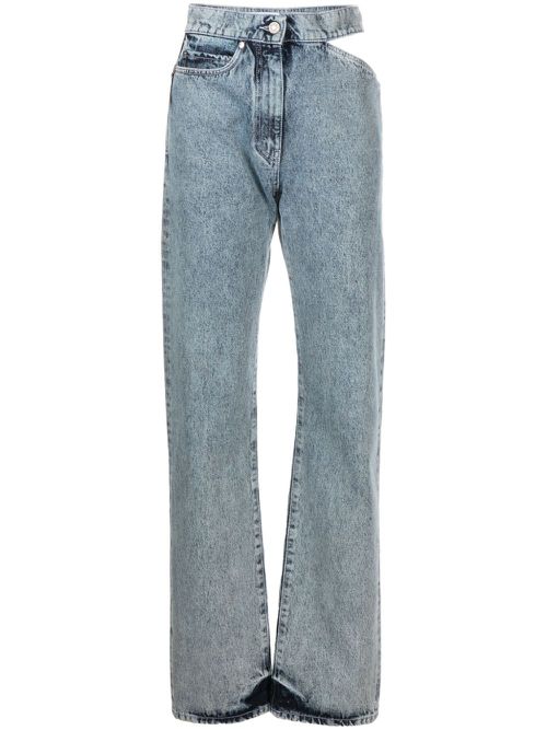Cut-out straight-leg jeans - Blue