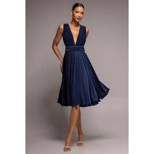 Goddiva Soft Touch Multi Way Open Back Midi Dress - Navy Blue