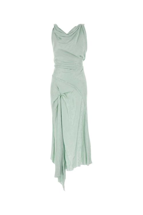 Draped Viscose Dress — Green