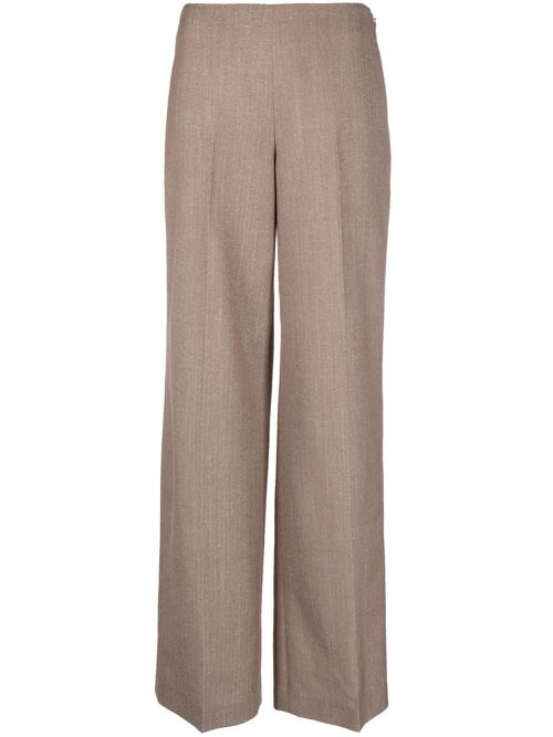 Pleated wide-leg trousers - Brown