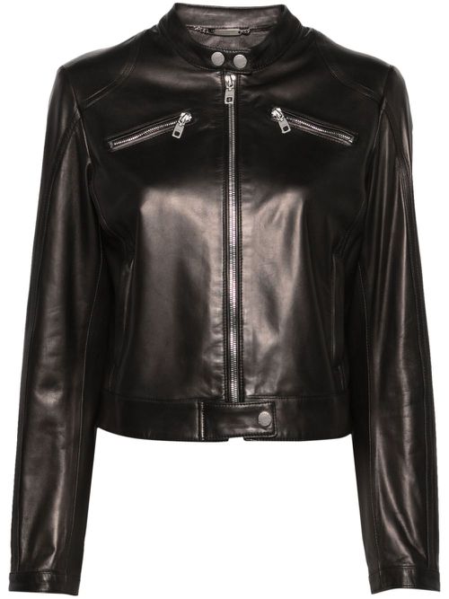 Zip-up leather jacket - Black