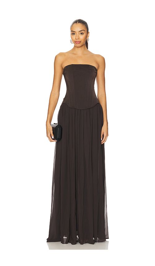 Lovers and Friends Delia Gown in Chocolate. - L also in