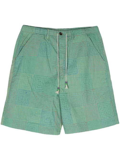 Glass Cypress quilted cotton bermuda shorts - グリーン