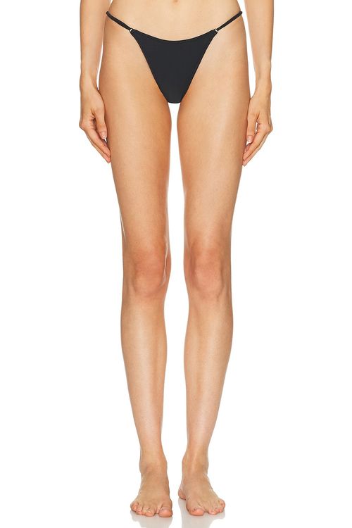 Tropic of C Luna Superfine Bikini Bottom in Black Seersucker - Black. M also in XS