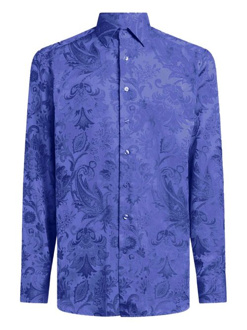 Cotton jacquard shirt - Blue