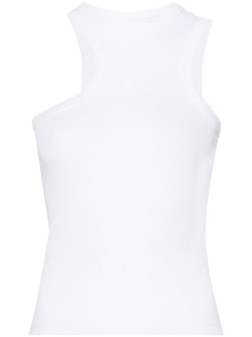 Embroidered-monogram top - White
