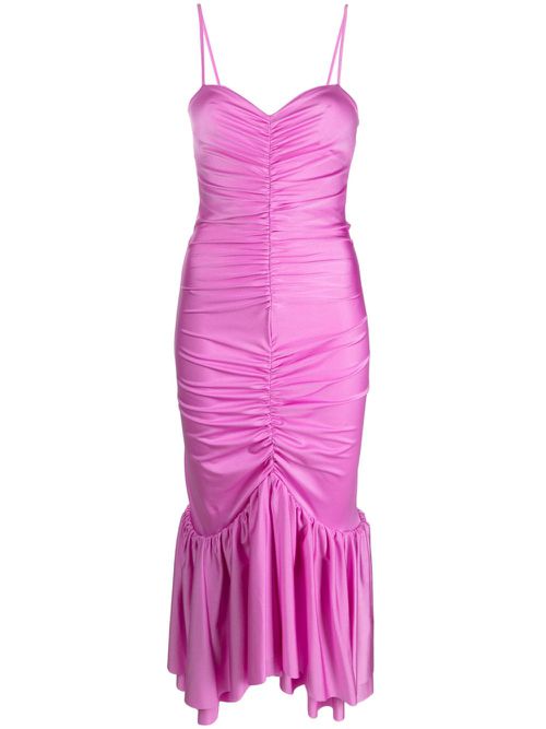 Draped sleeveless midi dress - Purple