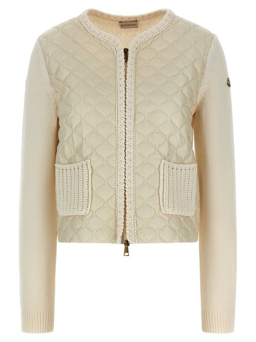 Quilted Padded Cardigan — Cream