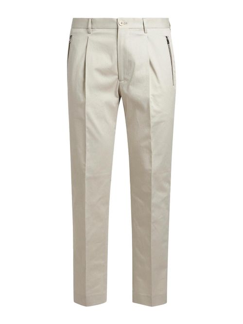 White Stretch Cotton Gabardine Trousers