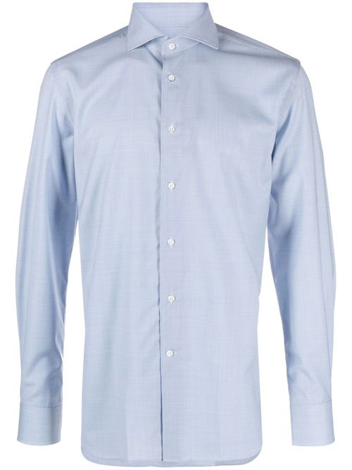 Plaid long-sleeve wool shirt - White