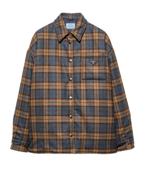 Checked wool twill lumberjack jacket