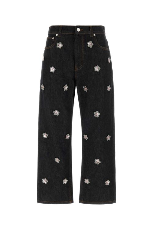 Embroidered Denim Jeans — Black