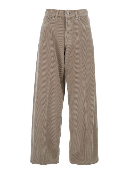 Ribbed Knit Cotton Trousers — Brown