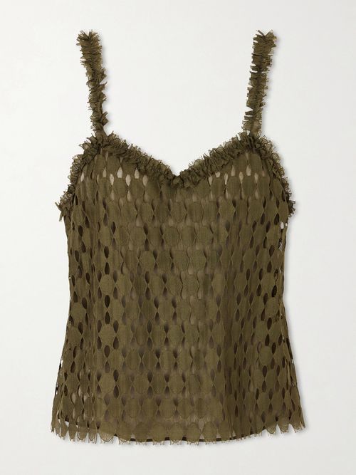 Francoise Cotton-blend Lace Top - Green