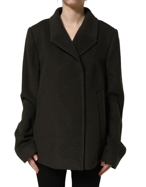 Dolce & Gabbana Dark Green Double Breasted Peacoat Women's Jacket