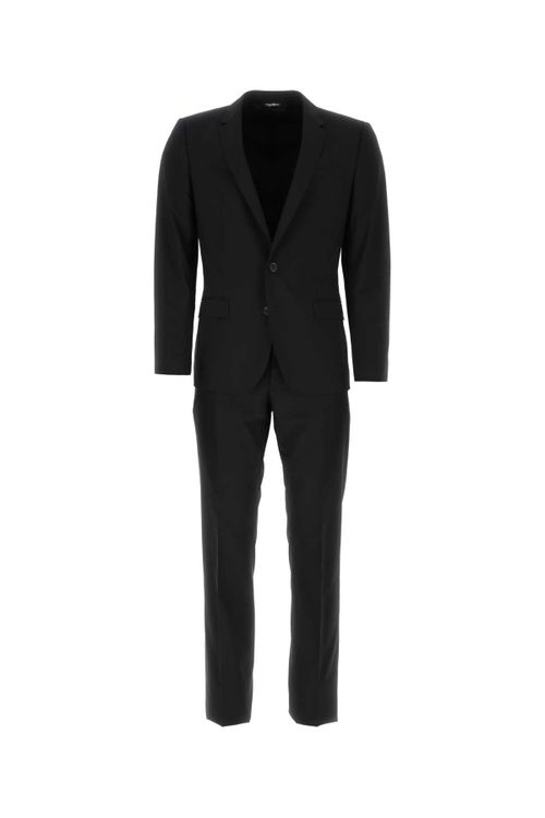 Stretch Wool Pant Suit — Black
