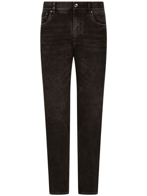 Graffiti-print logo jeans - Black