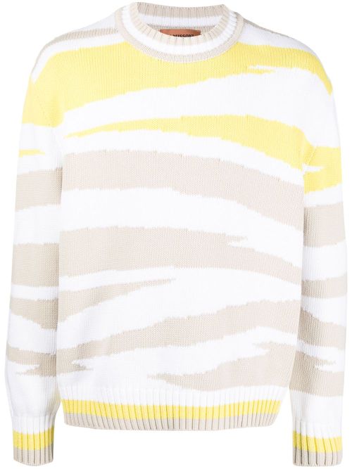 Zebra-print crew-neck jumper - White