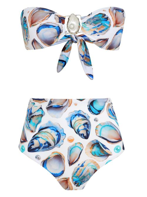 Shell-print bikini set - White