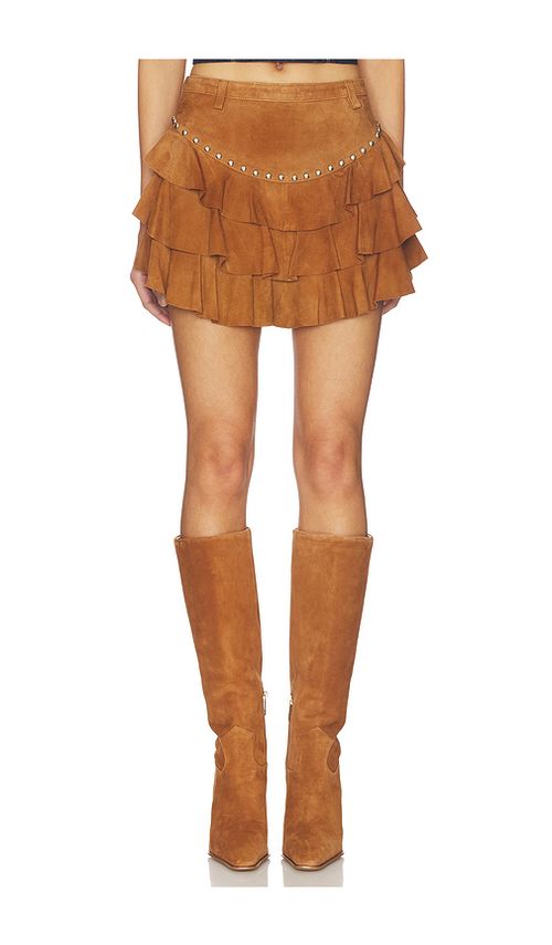 Understated Leather x REVOLVE Frill Mini Skirt in Brown. XL. Also in