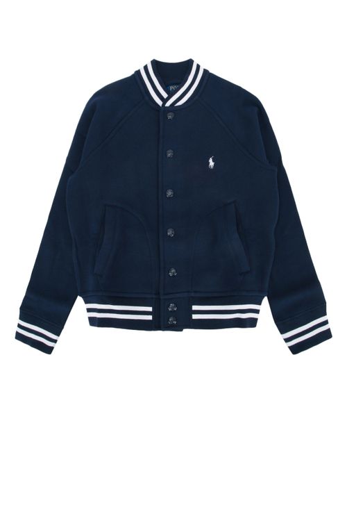 Striped Bomber Jacket — Navy