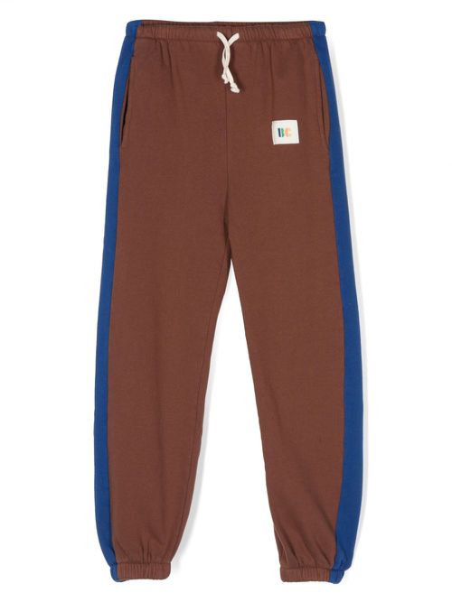 Logo-patch stripe-trim trousers - Brown