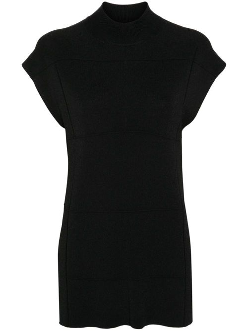 Grid knitted top - Black