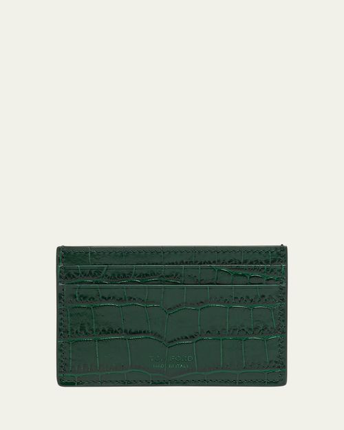 Men's Exotic Line Croc-Embossed Leather Card Case