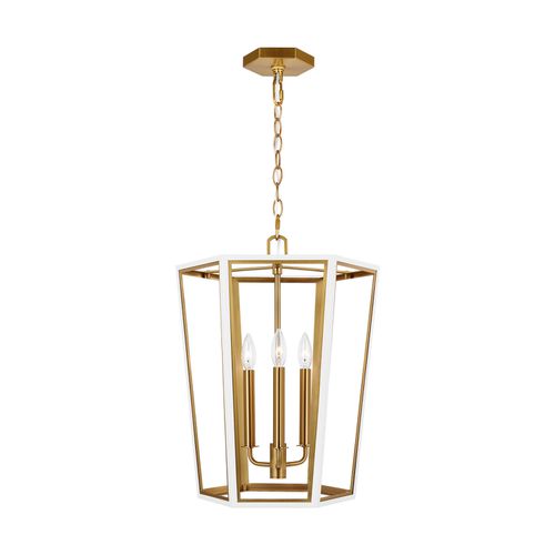 Curt 3-Light Chandelier in Matte White And Burnished Brass by Alexa Hampton
