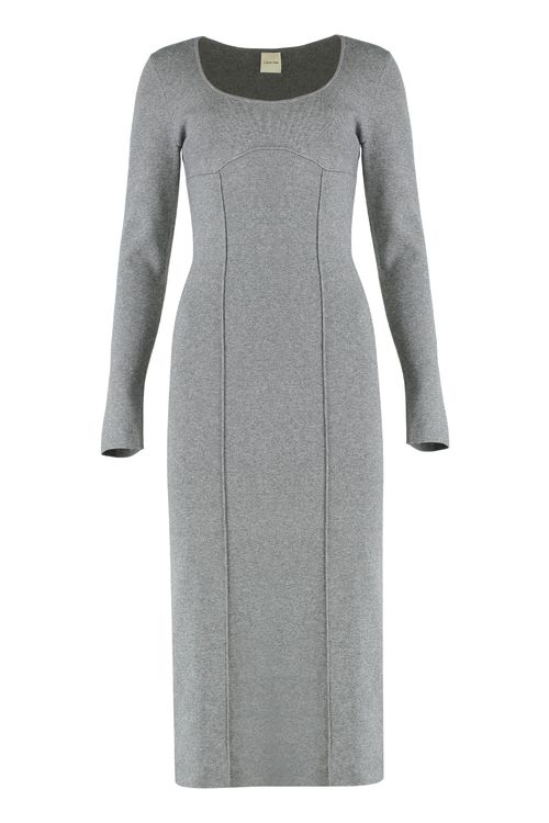 Milano Point Viscose Midi Dress — Gray