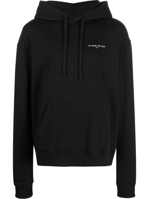 Graphic-print cotton hoodie - Black