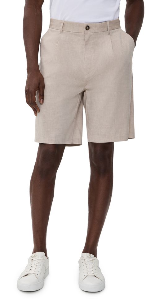Reece Pleated Slub Shorts Light Sand