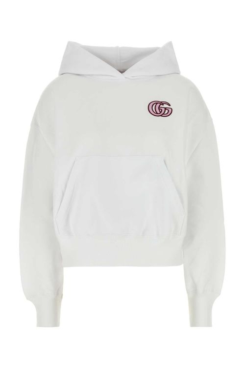 Logo-Embroidered Cotton Hoodie — White
