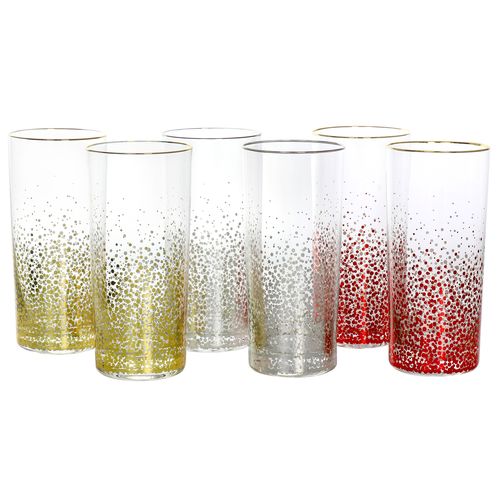 Audrey Hill 6 Piece 16oz Glass Tumbler Set in Assorted Colors