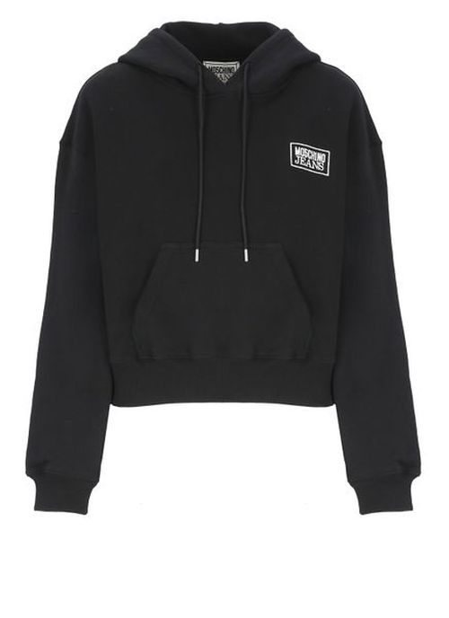 Moschino Jeans Logo Embroidered Drawstring Hoodie